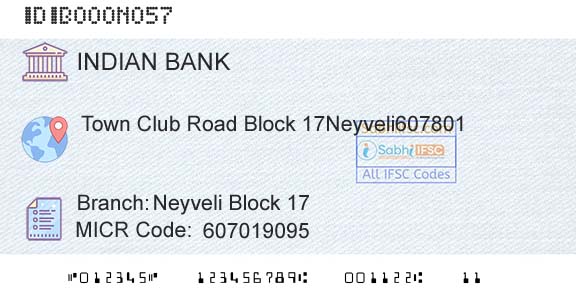 Indian Bank Neyveli Block 17Branch 