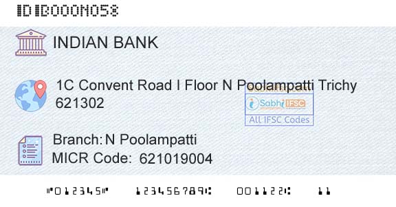 Indian Bank N PoolampattiBranch 