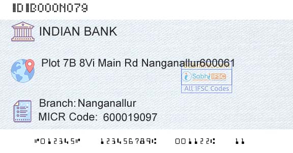 Indian Bank NanganallurBranch 