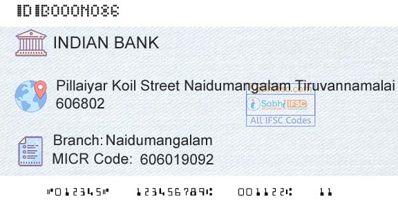 Indian Bank NaidumangalamBranch 