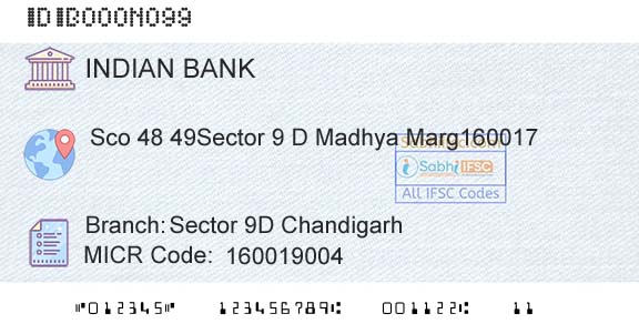 Indian Bank Sector 9d ChandigarhBranch 