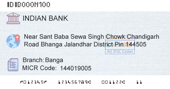 Indian Bank BangaBranch 