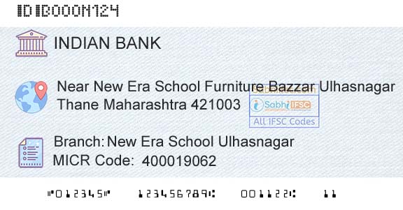 Indian Bank New Era School UlhasnagarBranch 