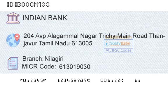 Indian Bank NilagiriBranch 