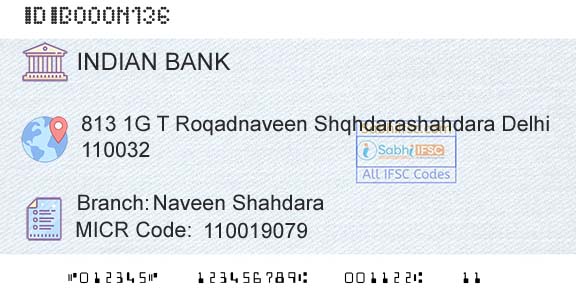 Indian Bank Naveen ShahdaraBranch 