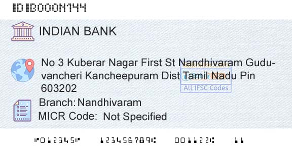 Indian Bank NandhivaramBranch 