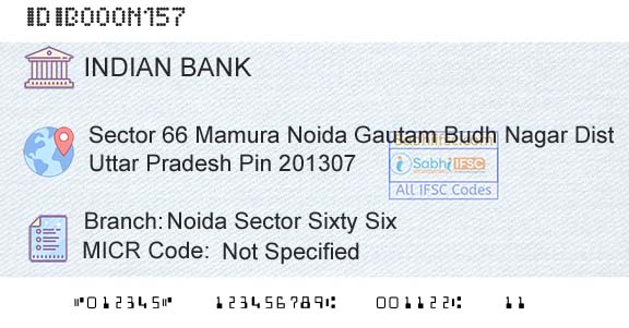 Indian Bank Noida Sector Sixty SixBranch 