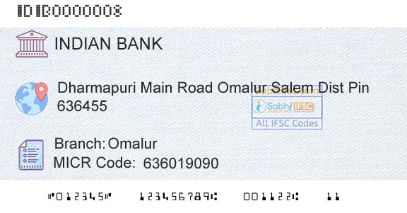 Indian Bank OmalurBranch 