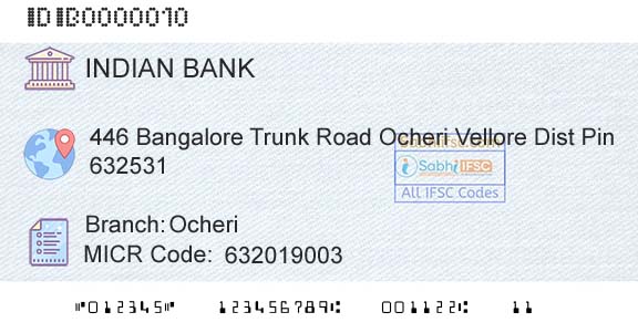 Indian Bank OcheriBranch 