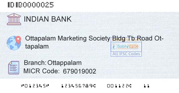 Indian Bank OttappalamBranch 