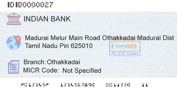 Indian Bank OthakkadaiBranch 