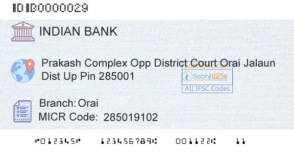 Indian Bank OraiBranch 