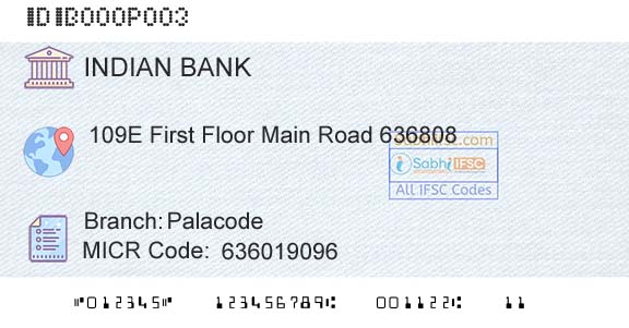 Indian Bank PalacodeBranch 