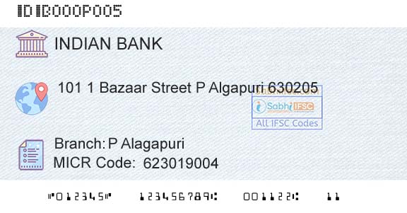 Indian Bank P AlagapuriBranch 