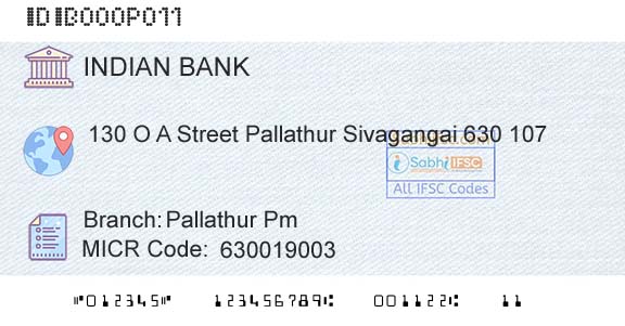 Indian Bank Pallathur Pm Branch 