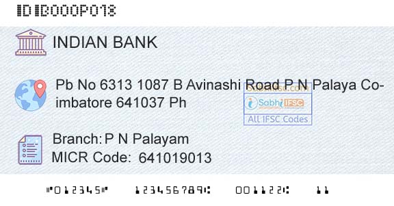 Indian Bank P N PalayamBranch 