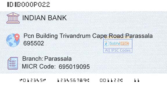 Indian Bank ParassalaBranch 