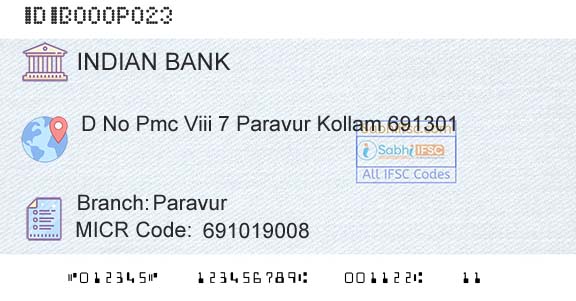 Indian Bank ParavurBranch 