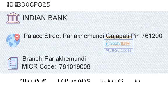 Indian Bank ParlakhemundiBranch 