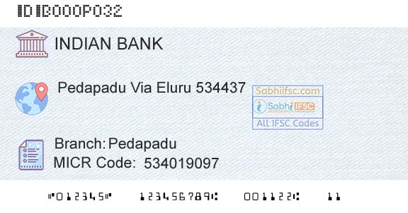 Indian Bank PedapaduBranch 