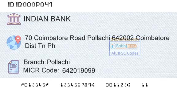 Indian Bank PollachiBranch 