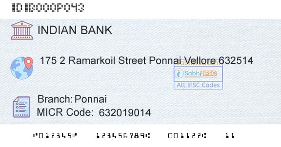 Indian Bank PonnaiBranch 