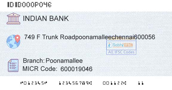 Indian Bank PoonamalleeBranch 
