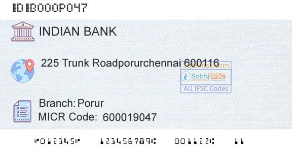 Indian Bank PorurBranch 
