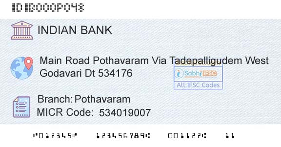 Indian Bank PothavaramBranch 