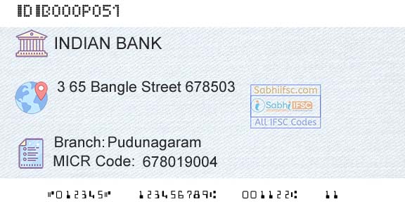 Indian Bank PudunagaramBranch 