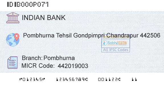 Indian Bank PombhurnaBranch 