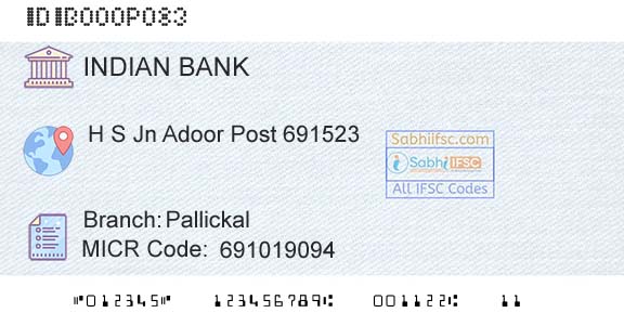 Indian Bank PallickalBranch 