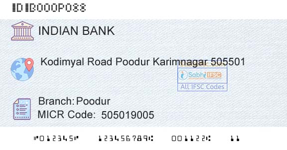 Indian Bank PoodurBranch 
