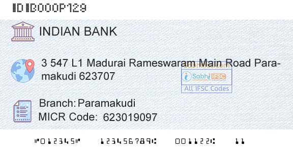 Indian Bank ParamakudiBranch 