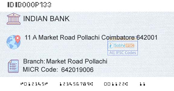 Indian Bank Market Road Pollachi Branch 