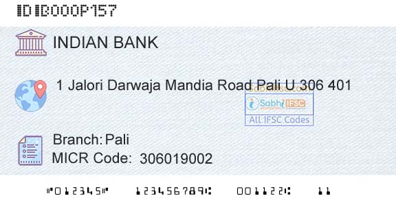 Indian Bank PaliBranch 