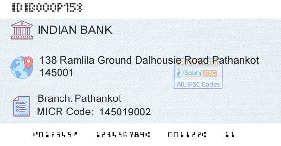 Indian Bank PathankotBranch 