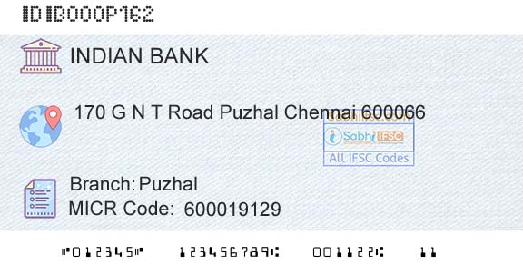 Indian Bank PuzhalBranch 