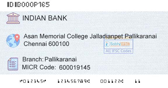 Indian Bank PallikaranaiBranch 