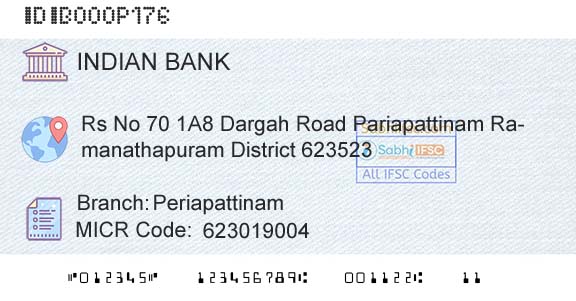 Indian Bank PeriapattinamBranch 