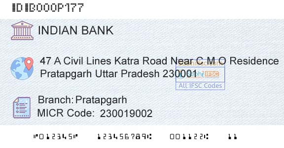 Indian Bank PratapgarhBranch 