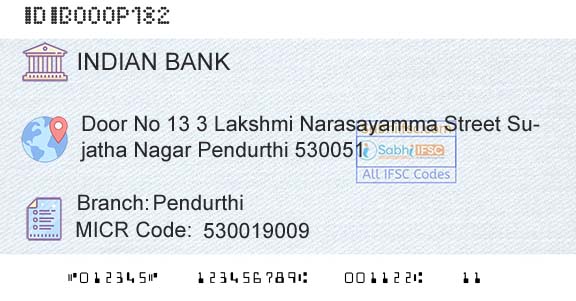 Indian Bank PendurthiBranch 