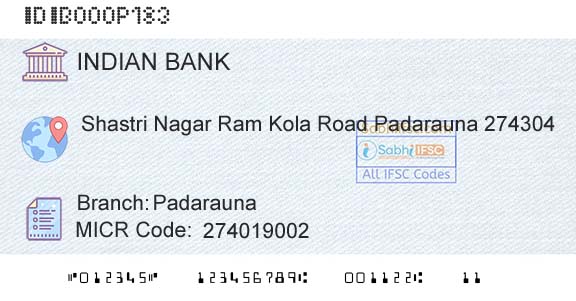 Indian Bank PadaraunaBranch 
