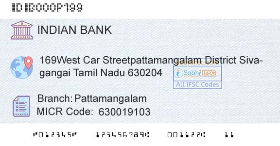 Indian Bank PattamangalamBranch 