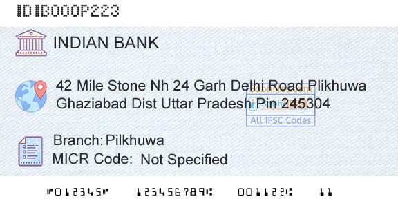 Indian Bank PilkhuwaBranch 