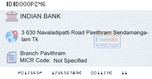 Indian Bank PavithramBranch 