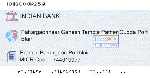 Indian Bank Pahargaon PortblairBranch 