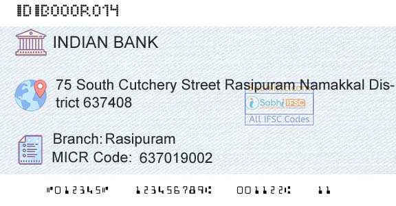 Indian Bank RasipuramBranch 