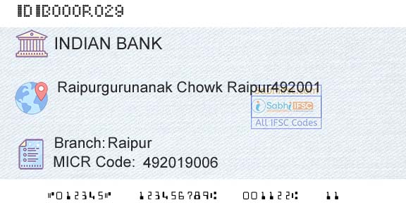Indian Bank RaipurBranch 