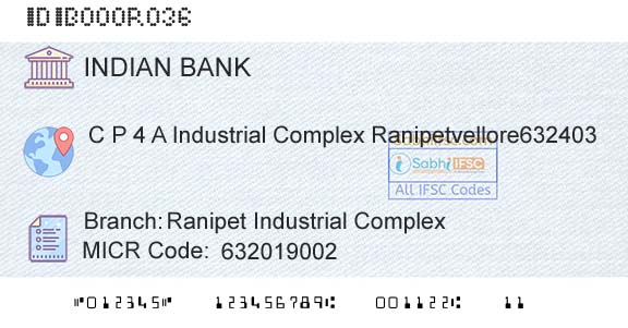 Indian Bank Ranipet Industrial ComplexBranch 